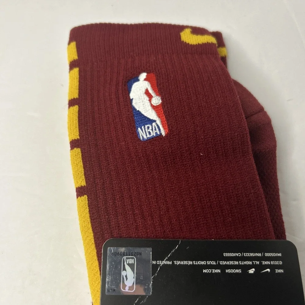 New Nike NBA Authentics Long Socks Size XL (12-15) Burgundy/Yellow PSK647-677
